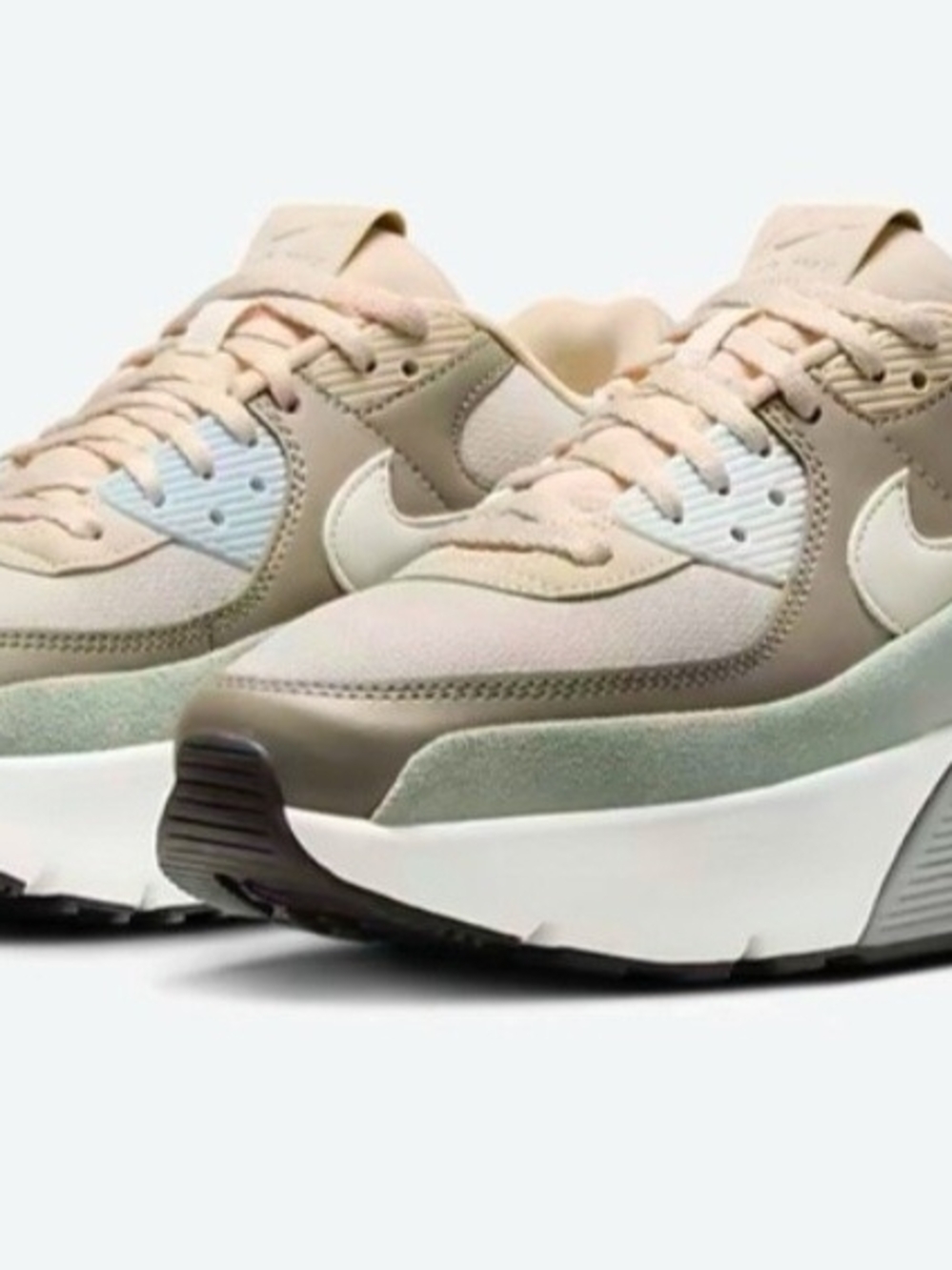 Nike Women’s Platform Sneakers in Beige, Cream, and Pale Green
